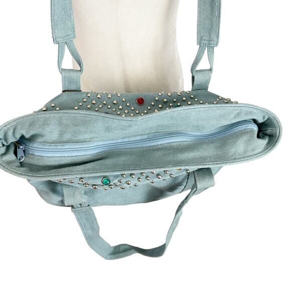 Vintage 80s Carpetbags of America Chambray Denim Tote NWT - Picture 6 of 10
